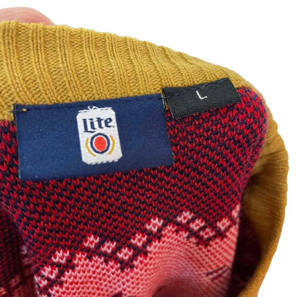 NWT Miller Lite Fair Isle Comfy Knit Christmas Sweater Beer Reindeer Holiday Lrg